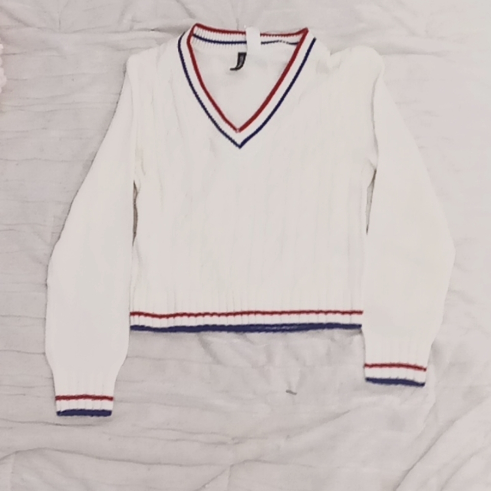 White,red, and blue preppy sweater